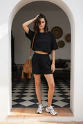 Crop set short black